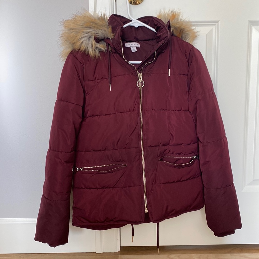 Topshop maroon puffer